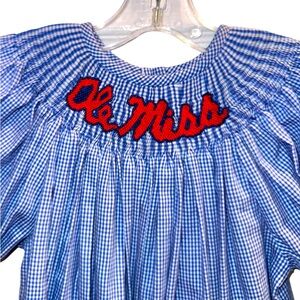 VIVE LA FETE OLE MISS REBELS smock gingham dress size 5 6